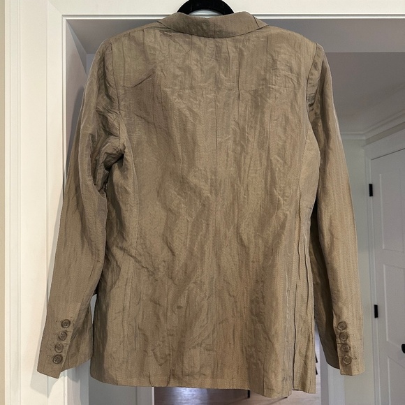 Richard Chai "Love" Taupe Crinkled Style Blazer w/ Metallic Sheen - Size 8 - Picture 4 of 12